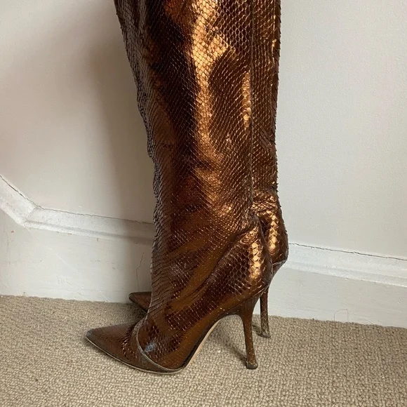 Jimmy Choo Mavis Python Metallic Boots - Picture 7 of 16
